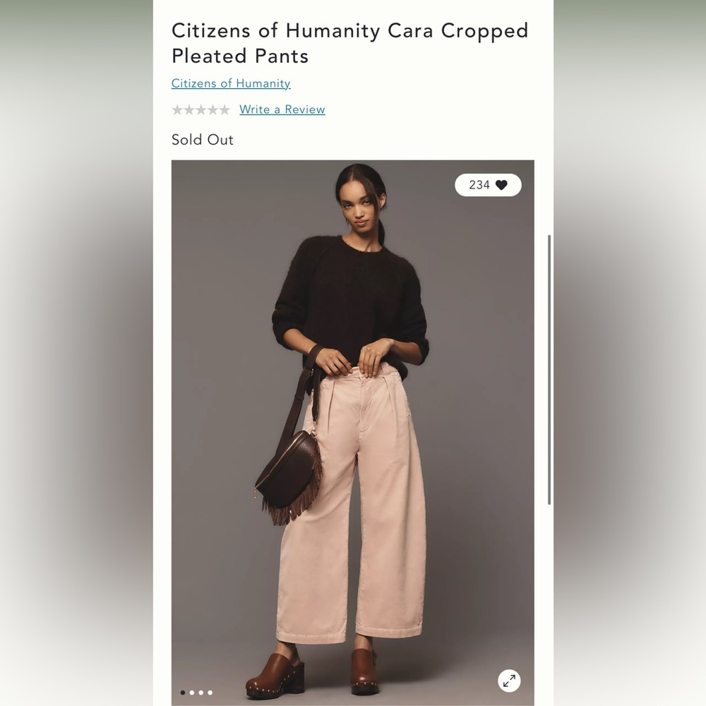 Citizens Of Humanity Pink Ankle-Length Wide-Leg Pants